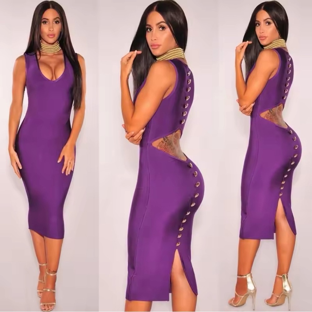 Hot Selling Bandage Dress, Fashionable Round Neck, Waistless Back, purple